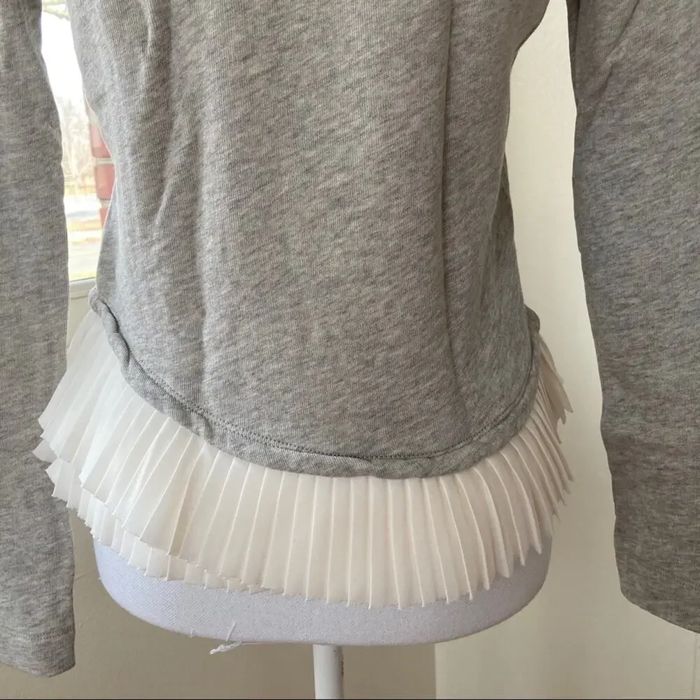 J. Crew Ruffle Hem Sweater XXS Grey / Cream